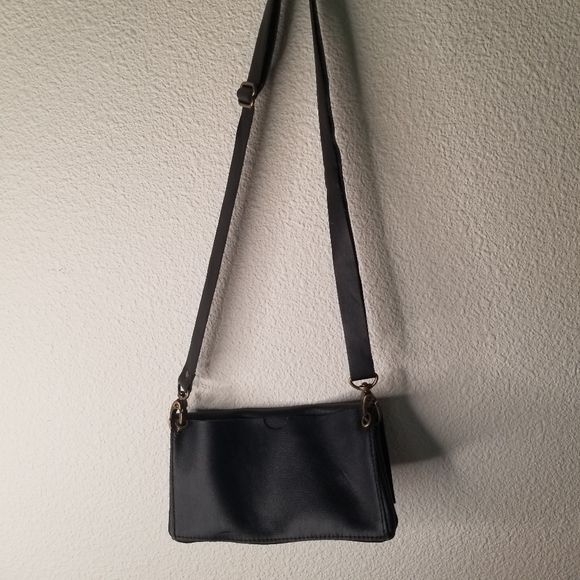 Roaminate handmade black leather crossbody clutch purse small flaw - Picture 3 of 12